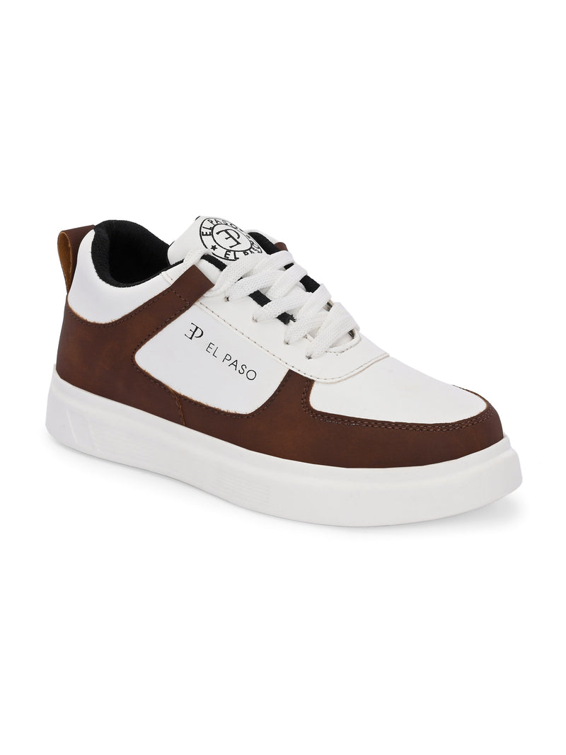EL PASO Faux Leather Casual Lace Up Sneakers For Women-11