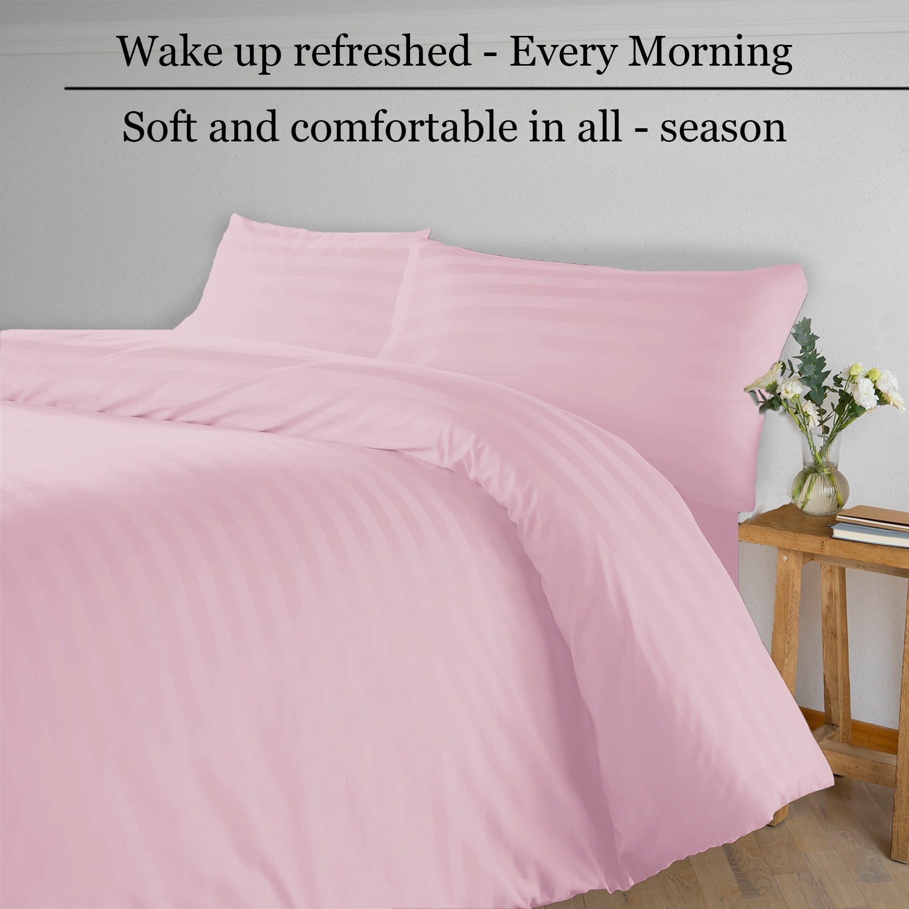 Breton Mellow - Satin Striped Duvet Cover (Pink)