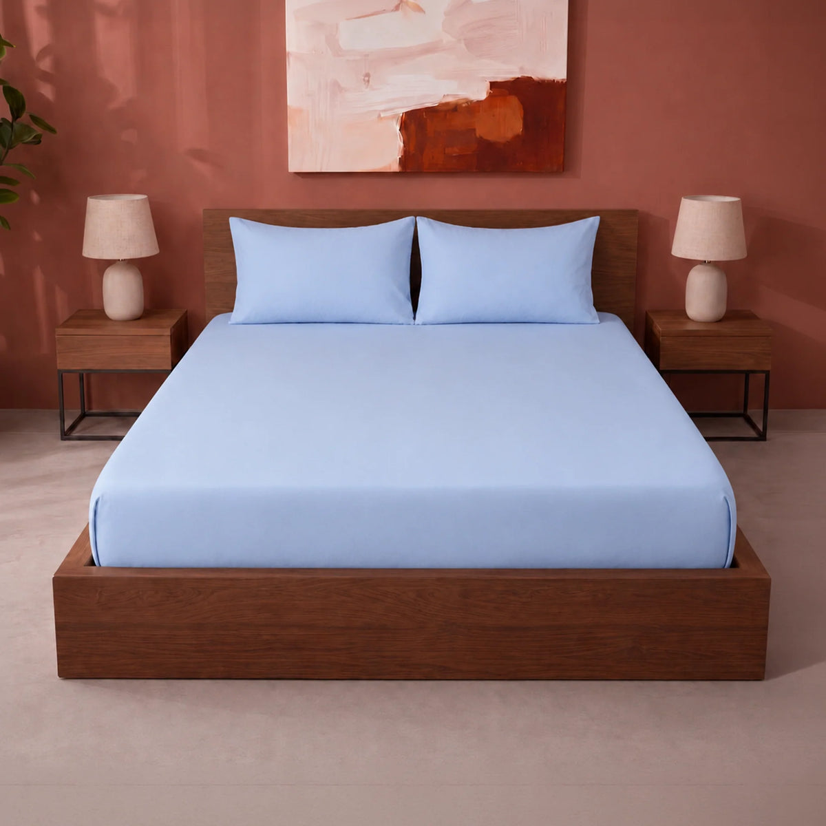 Fort Sublime - Solid Fitted Bedsheet (Sky Blue)