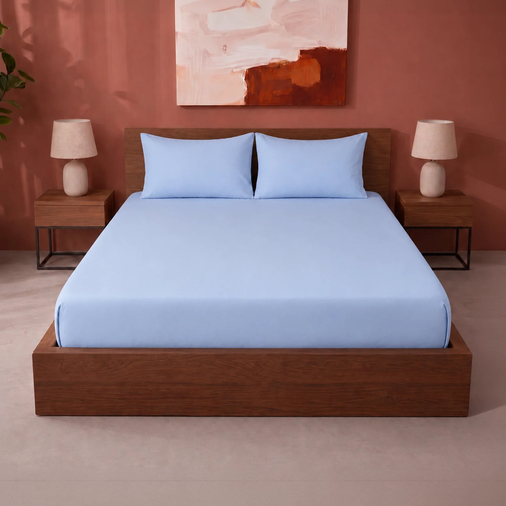 Fort Sublime - Solid Fitted Bedsheet (Sky Blue)-1