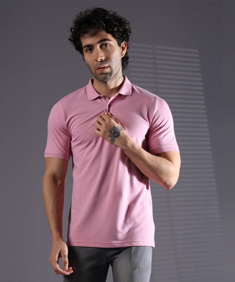 Naturefab Men’s Organic Bamboo Polo Tshirt Ultimate Pink-2