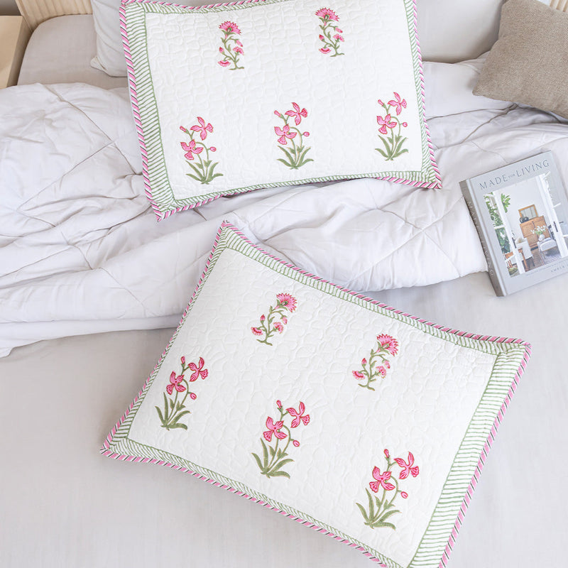 Floral Pink Quilted Pillow Covers-1