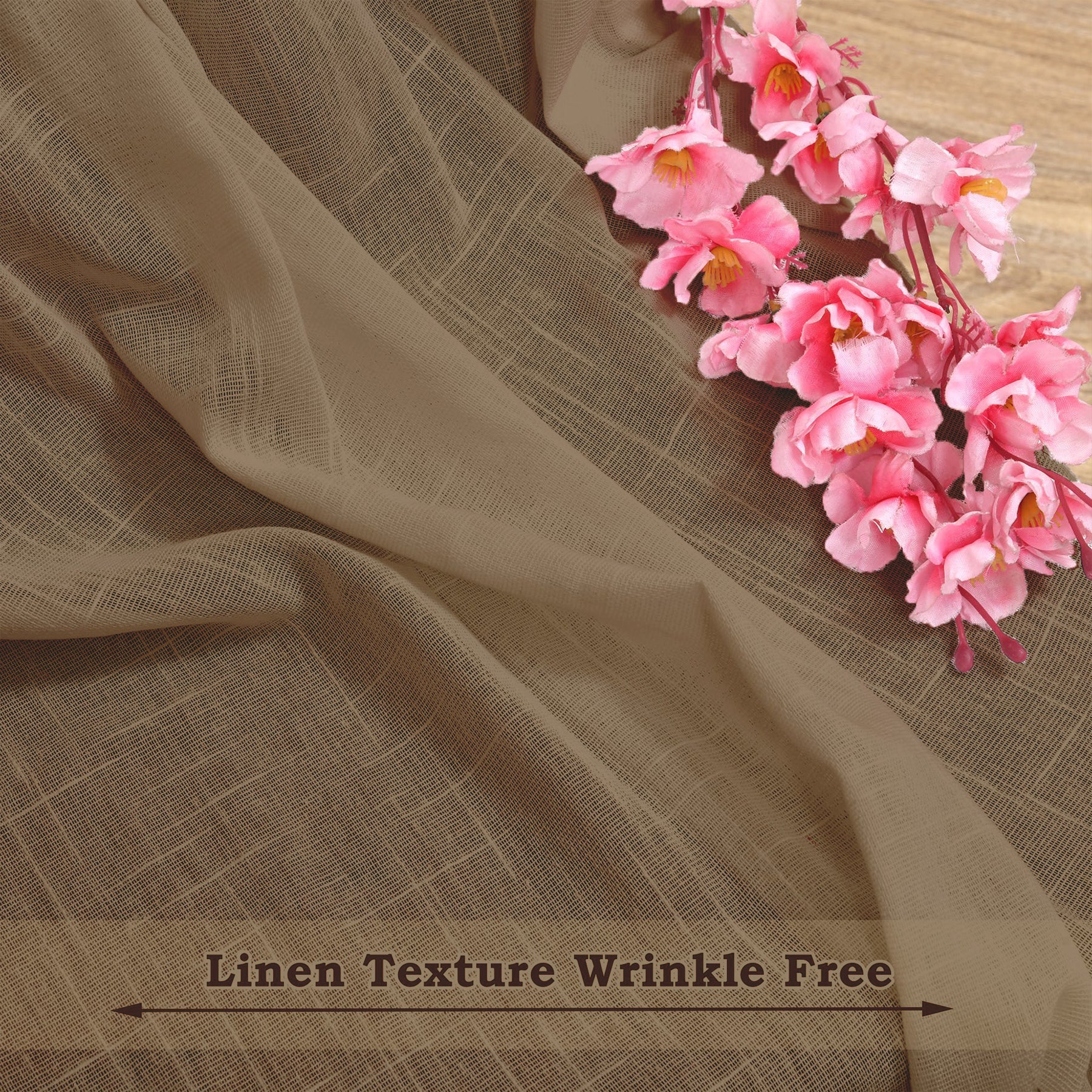 Fort Absolute - Back Tab Sheer Curtain (Dark Brown)-5