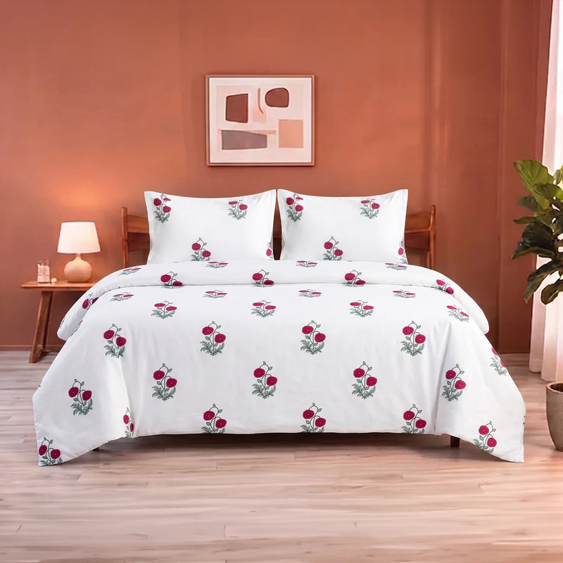 Imprimer Vignette - Rose Printed Duvet Cover (Red)-1