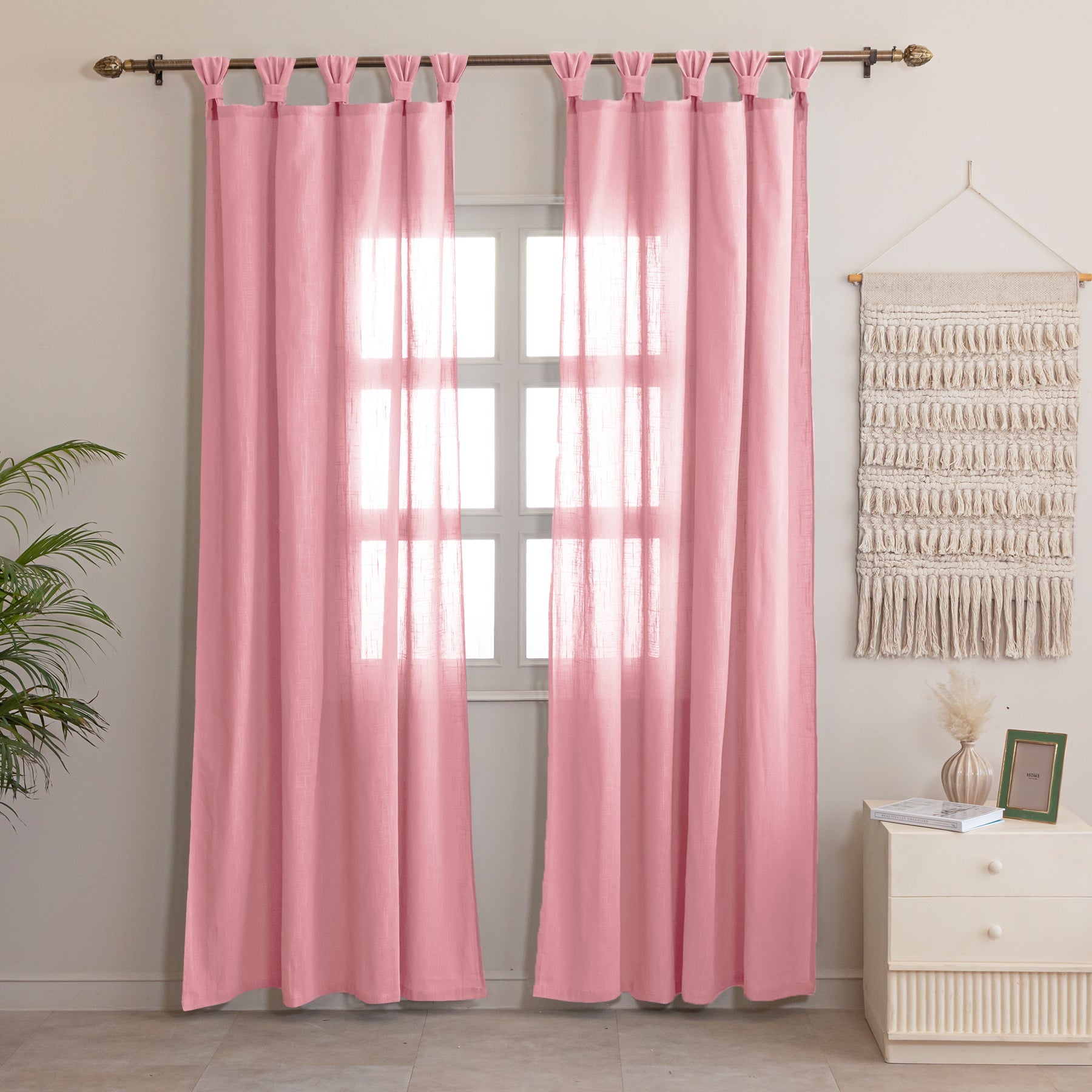 Fort Absolute - Twist Tab Top Sheer Curtain (Pink)-1