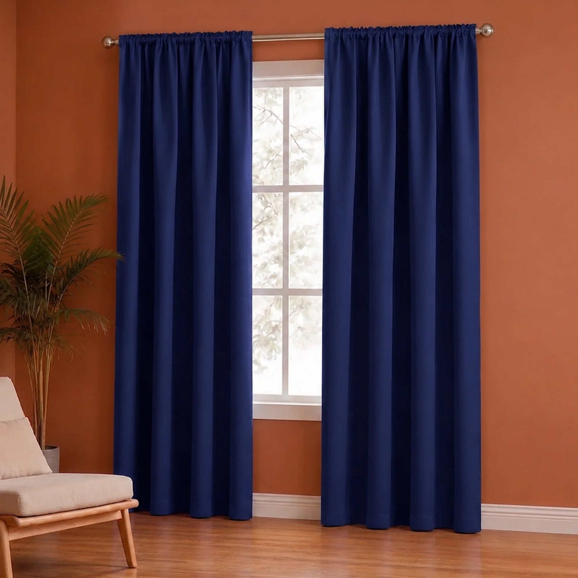 Fort Essential - Rod Pocket Blackout Curtain (Navy Blue)-1
