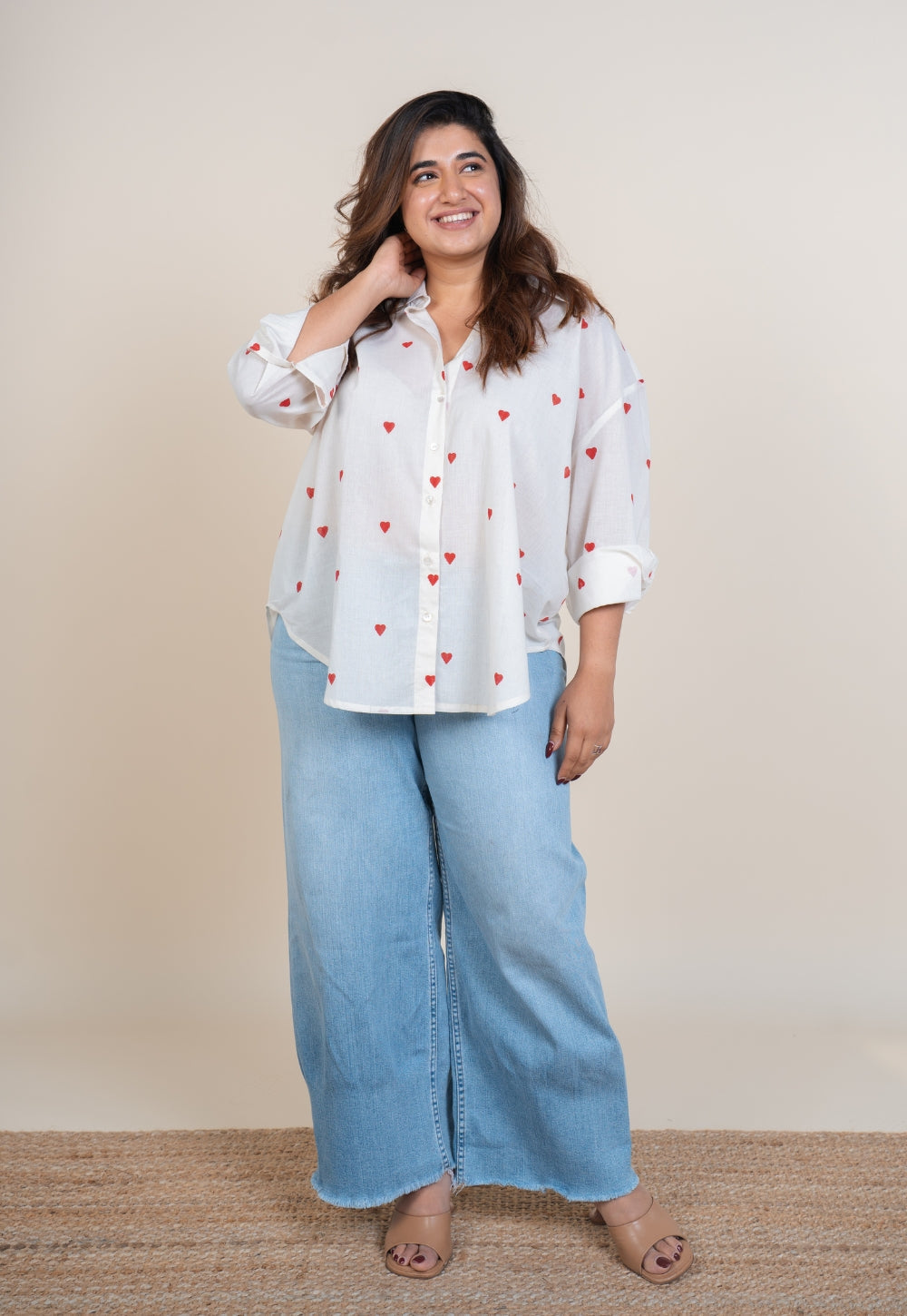 Ruhi White Handblock Print Cotton Straight Shirt