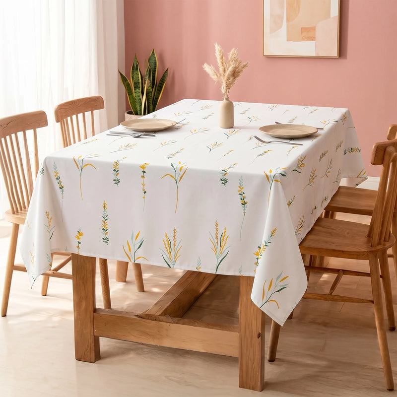 Cotton Leafscape Dining Table Cover (Yellow & Green)-1