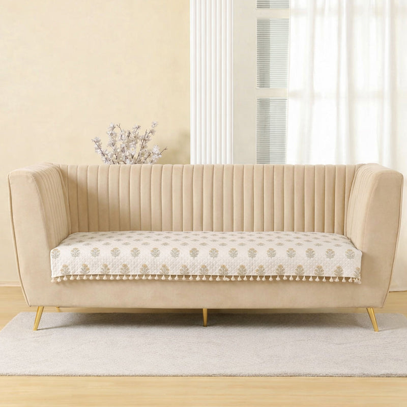 Meadow Bloom - Printed Sofa Cover (White)-8