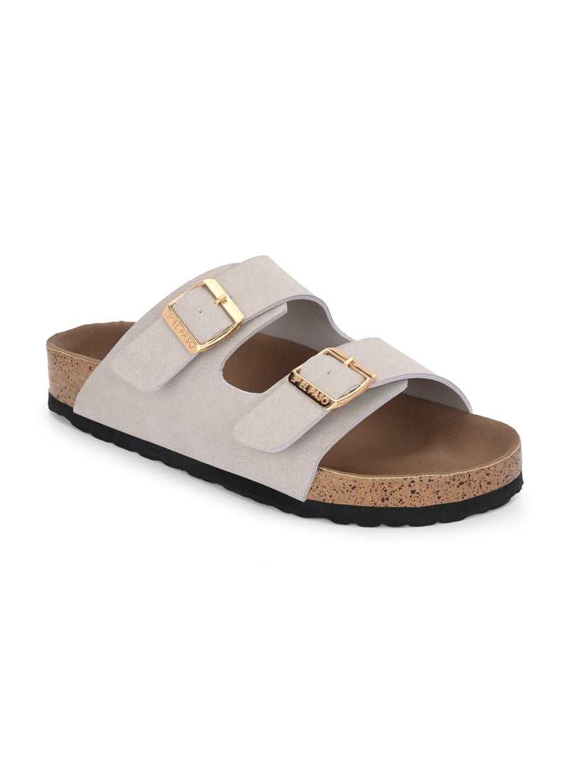 Luxurious Camel Leather Double-Strap Sandal For Women-17
