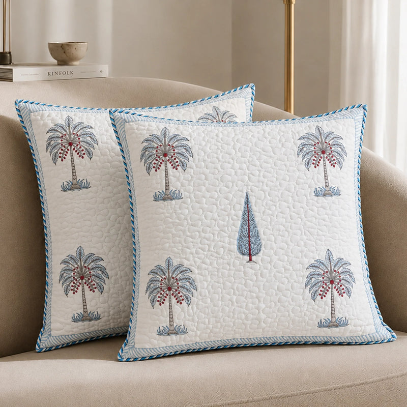 Fort Sawtooth - Quilted Cotton Cushion Cover (Blue)-3