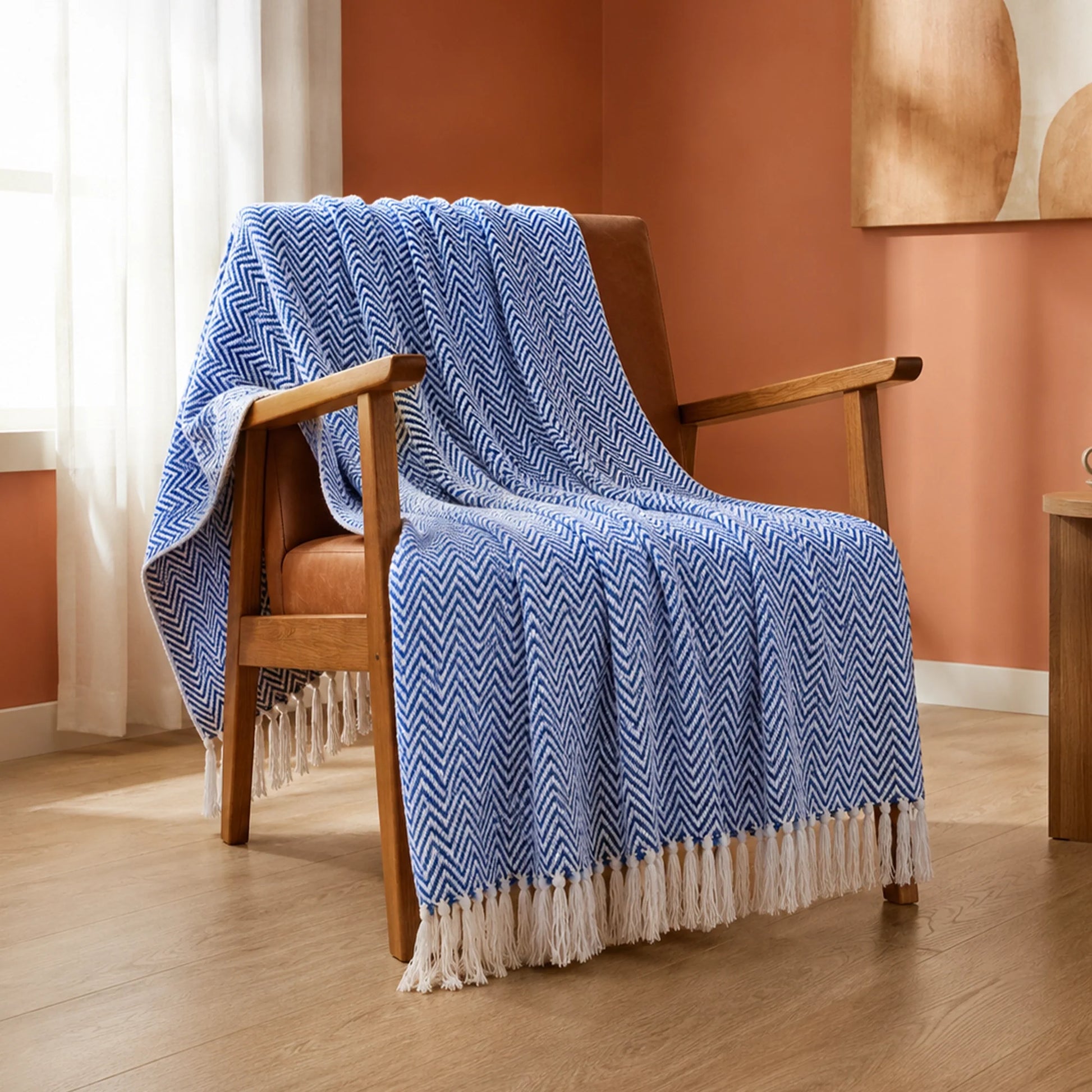 Tessitura Blue Chevron - Throw-1