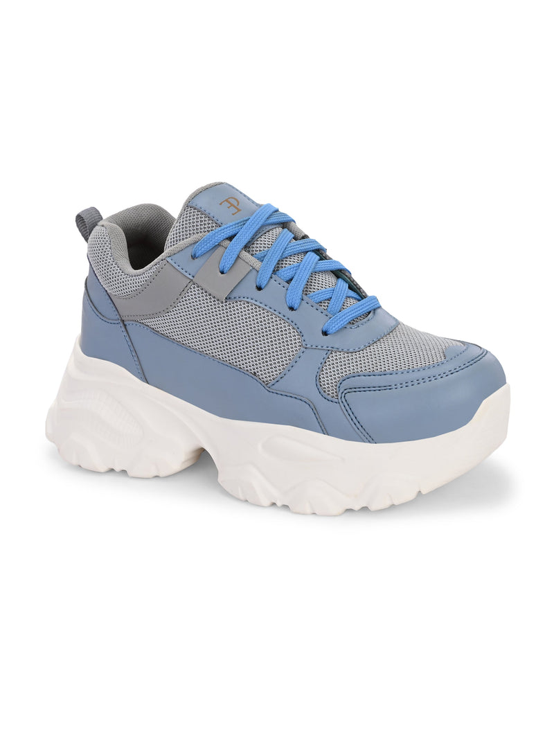 EL PASO Women Faux Leather Casual Lace Up Sneakers-1