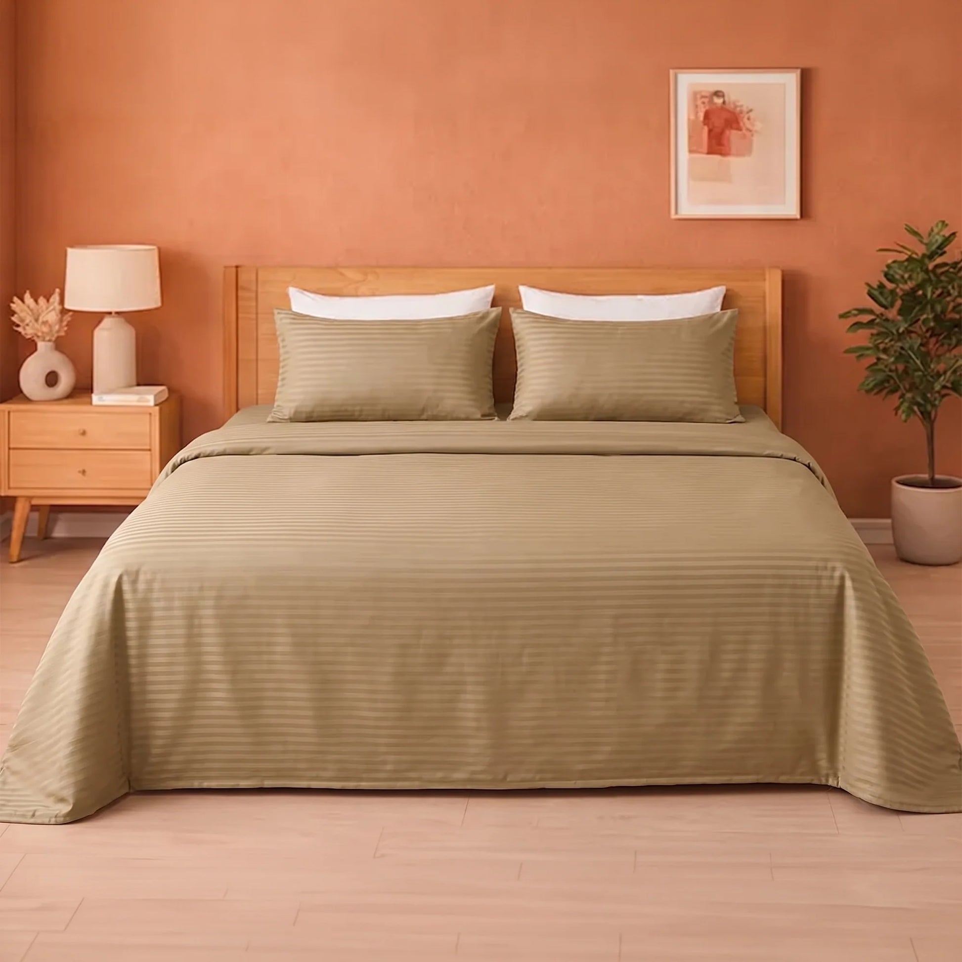 Breton Doze - Satin Stripe Dohar Blanket (Taupe)-1