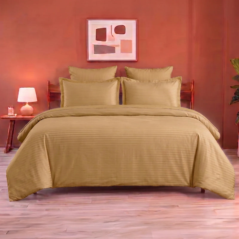 Breton Mellow - Satin Striped Duvet Cover (Taupe)-1