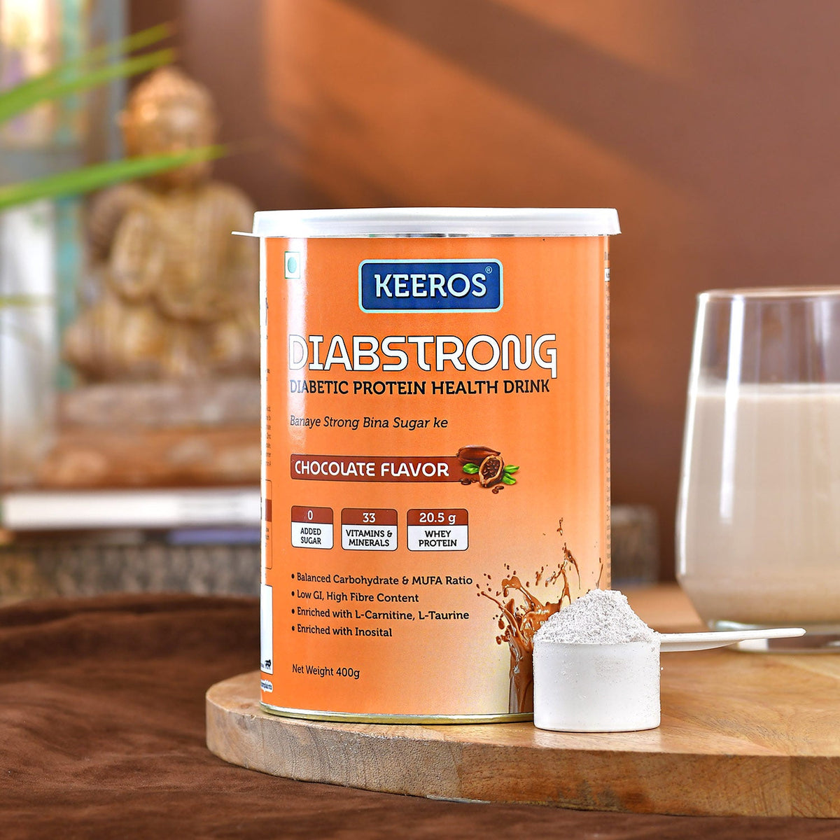 Keeros DiabStrong: Daily Protein Nutrition Drink for Better Diabetes Management |No Added Sugar| High Protein with 33 Vitamins & Minerals|One Box= 25 days of Nutrition, Sugar Control & Energy| Delicious Chocolate Flavor |