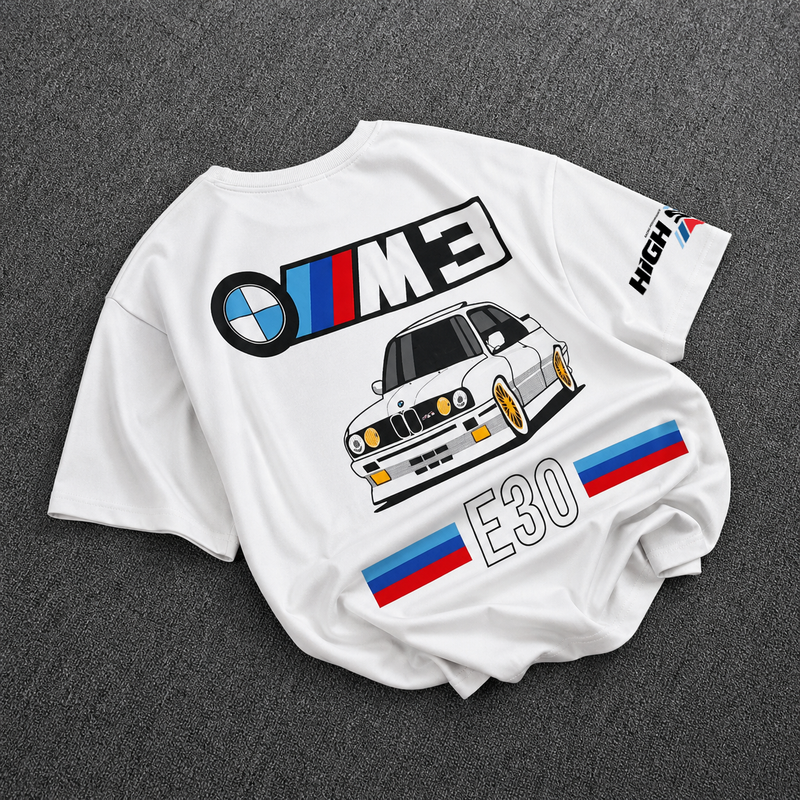 T-Shirt - White - E30 Racing Team - Oversized