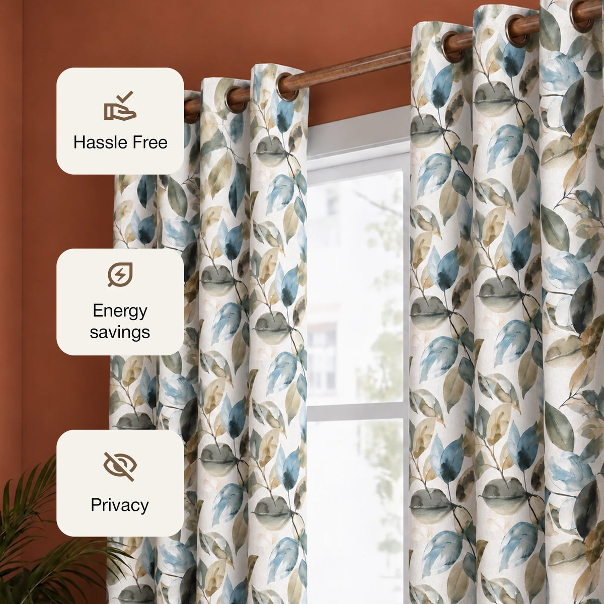 Imprimer Abstract - Digital Printed Blackout Curtain (Leaf Heaven)-2