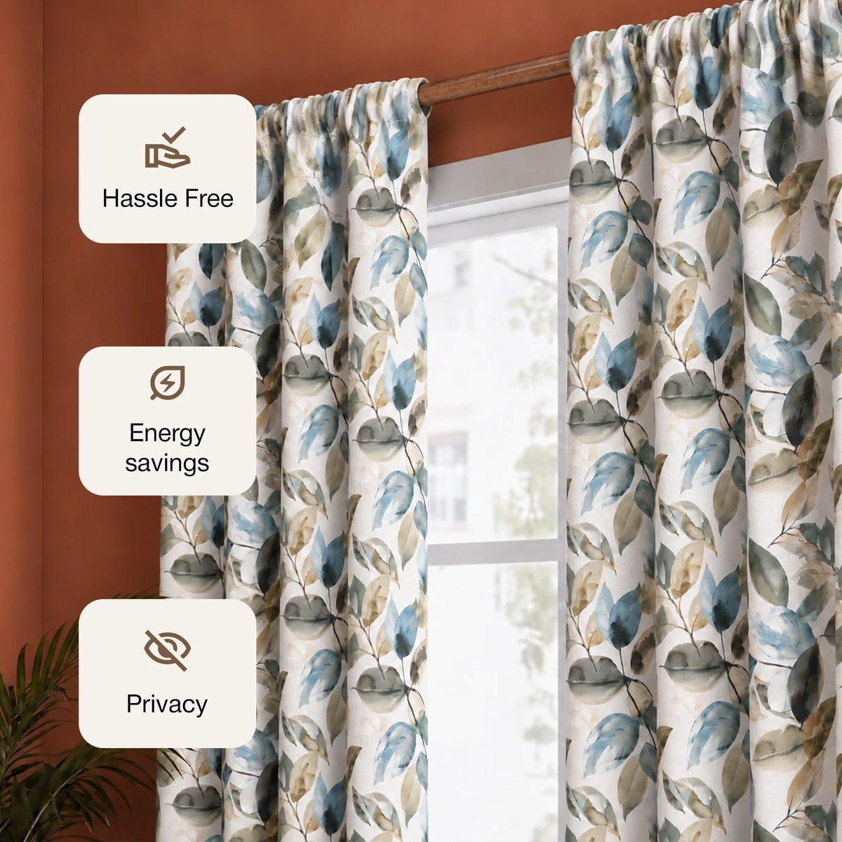 Imprimer Abstract - Digital Printed Blackout Curtain (Leaf Heaven)-2