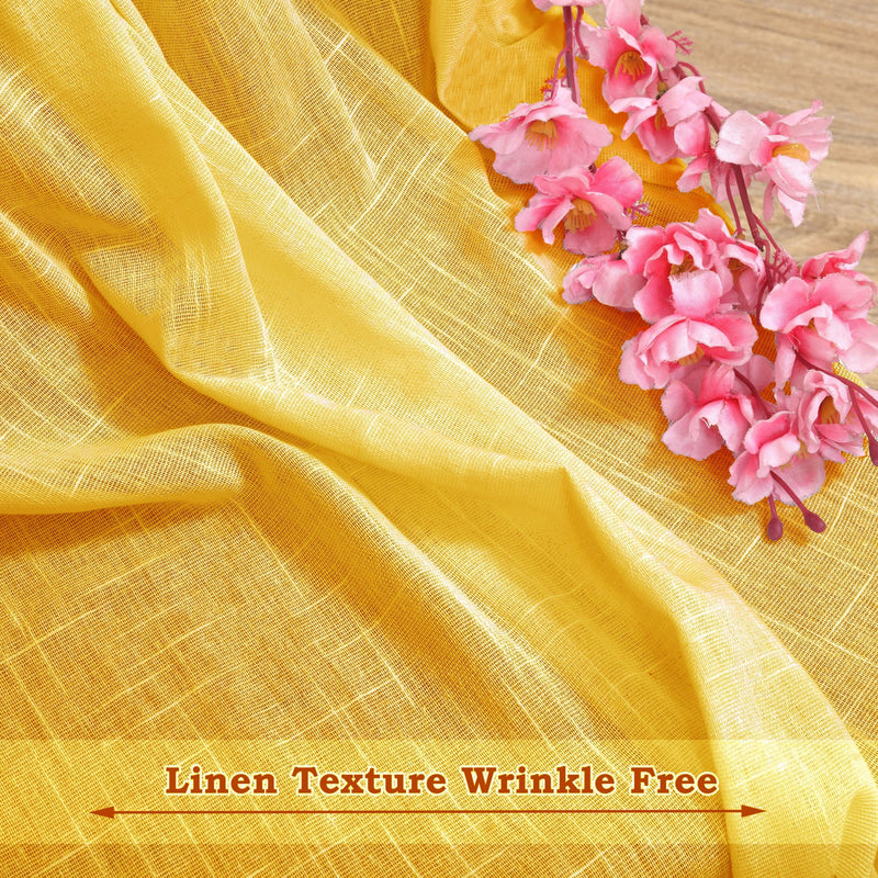 Fort Absolute - Back Tab Solid Sheer Curtain (Yellow)-4