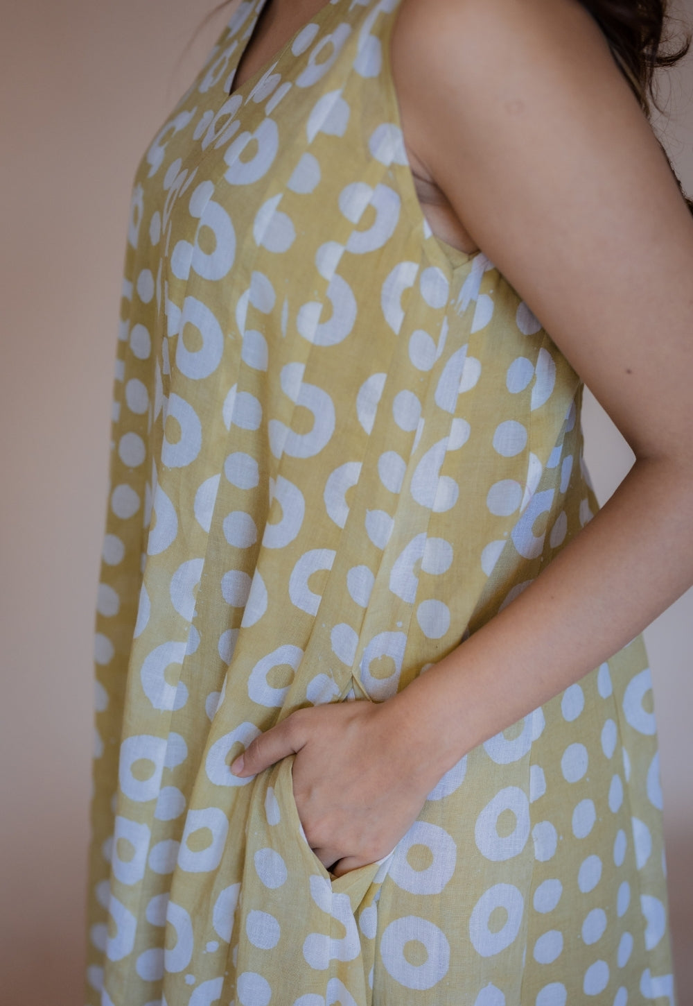 Seher Green Batik MulMul Kali Dress with Slip