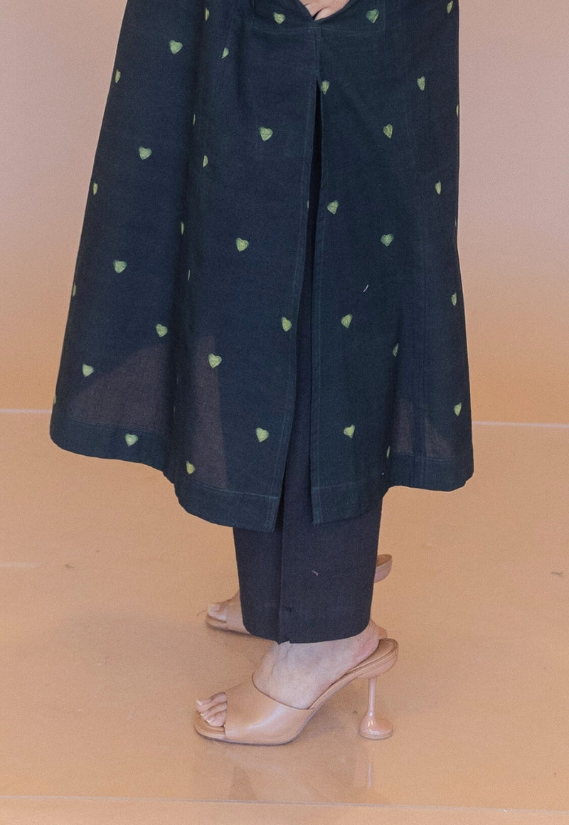 Ritika Green Dabu Cotton Jhabbha Kali Kurta