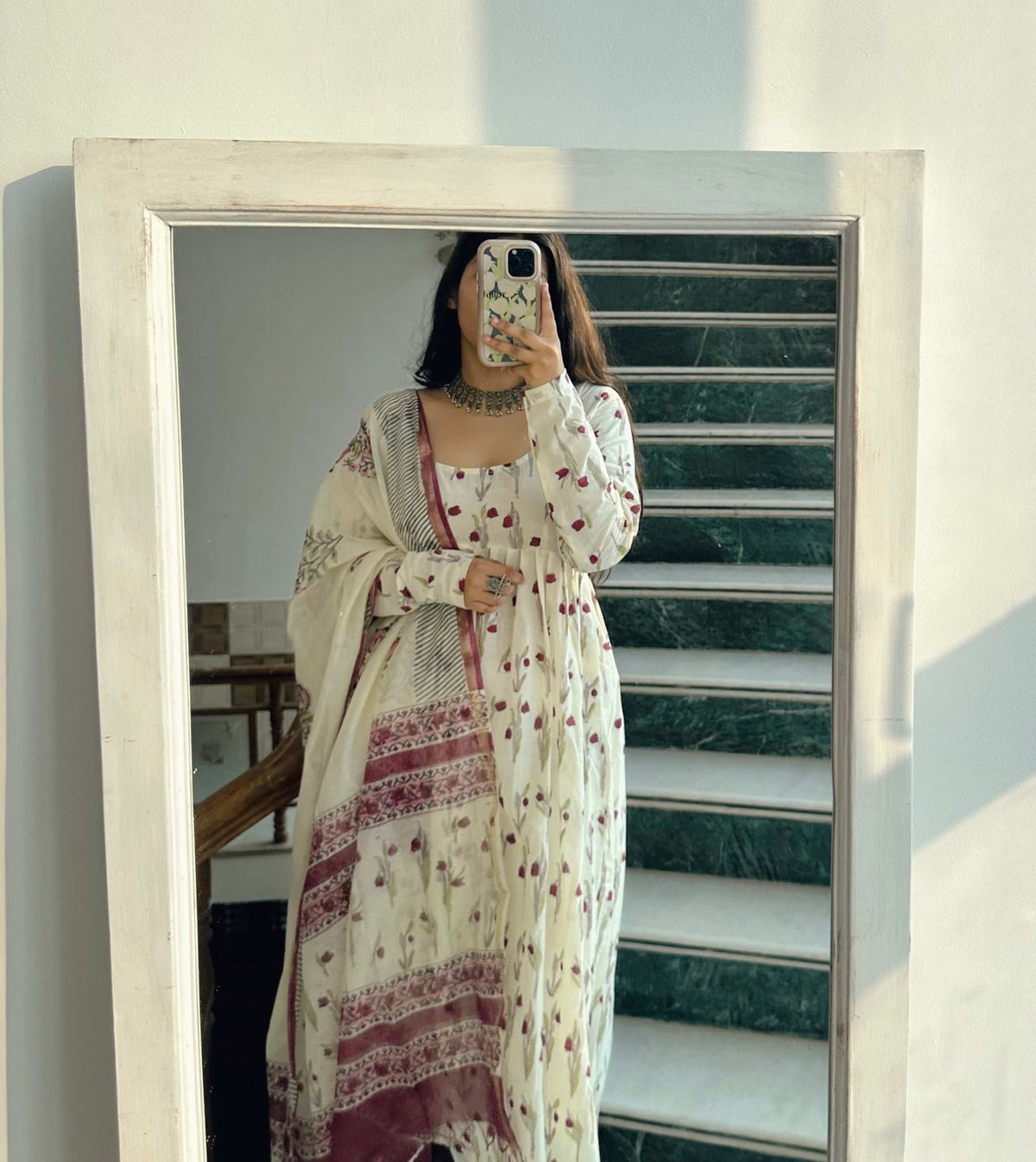 Rose Petal Set with Cotton Chanderi Dupatta