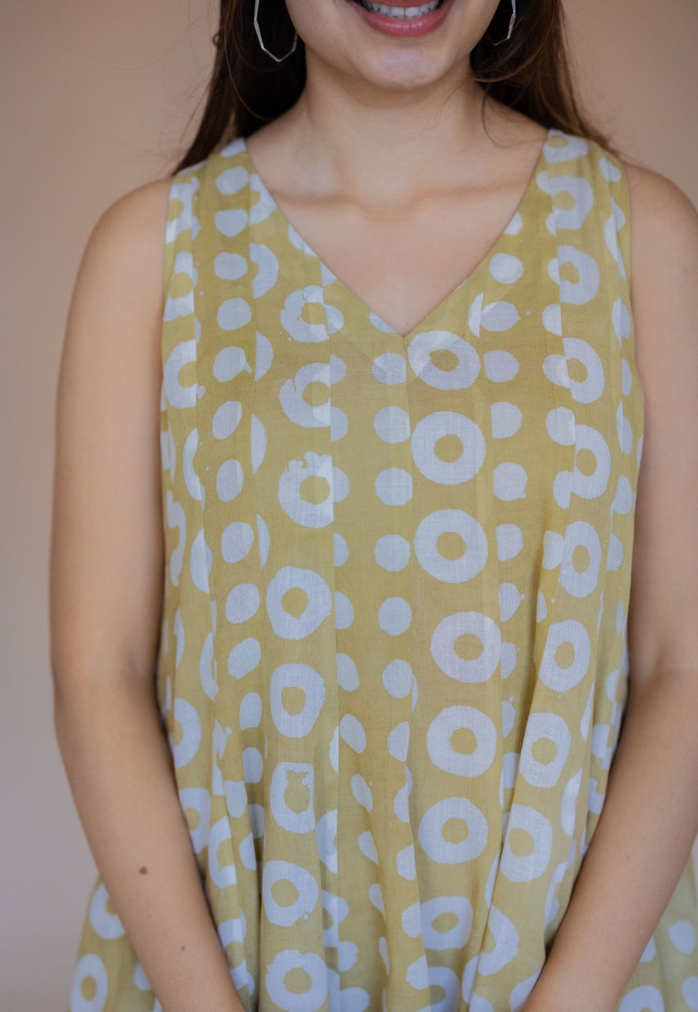 Seher Green Batik MulMul Kali Dress with Slip