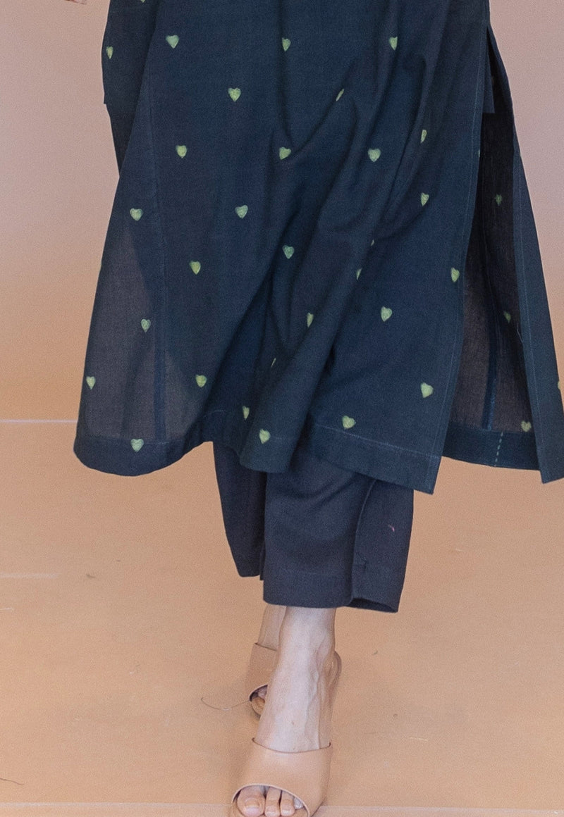 Ritika Green Dabu Cotton Jhabbha Kali Kurta