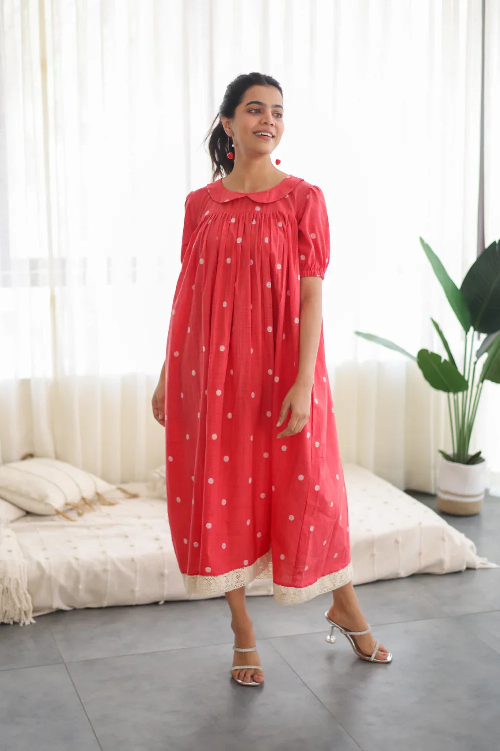 Red Polka Dot Cotton Dress