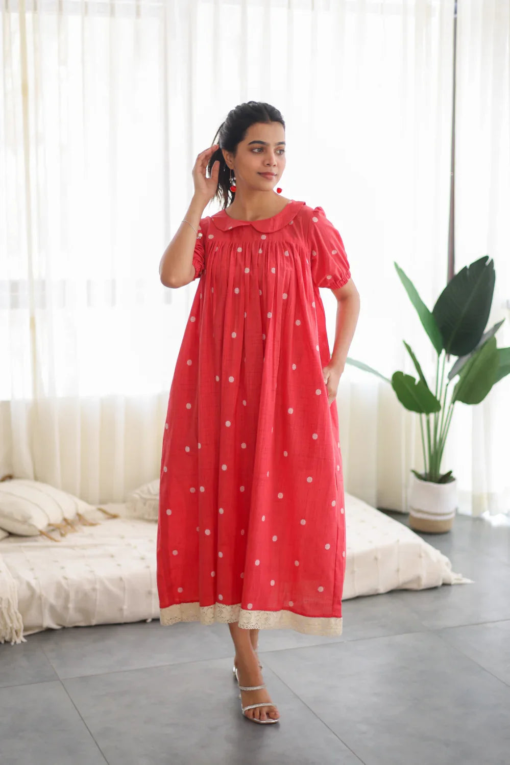 Red Polka Dot Cotton Dress