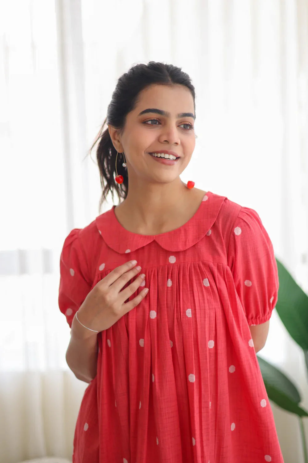 Red Polka Dot Cotton Dress