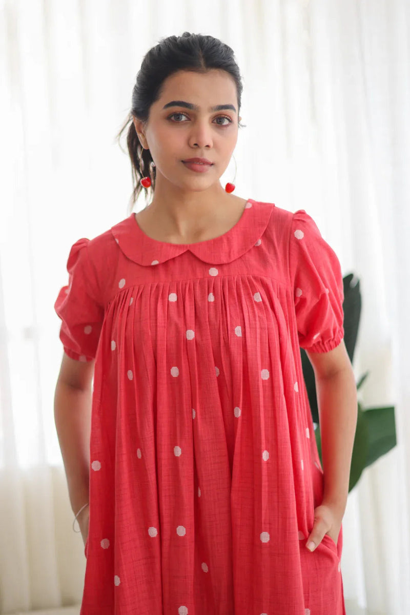Red Polka Dot Cotton Dress