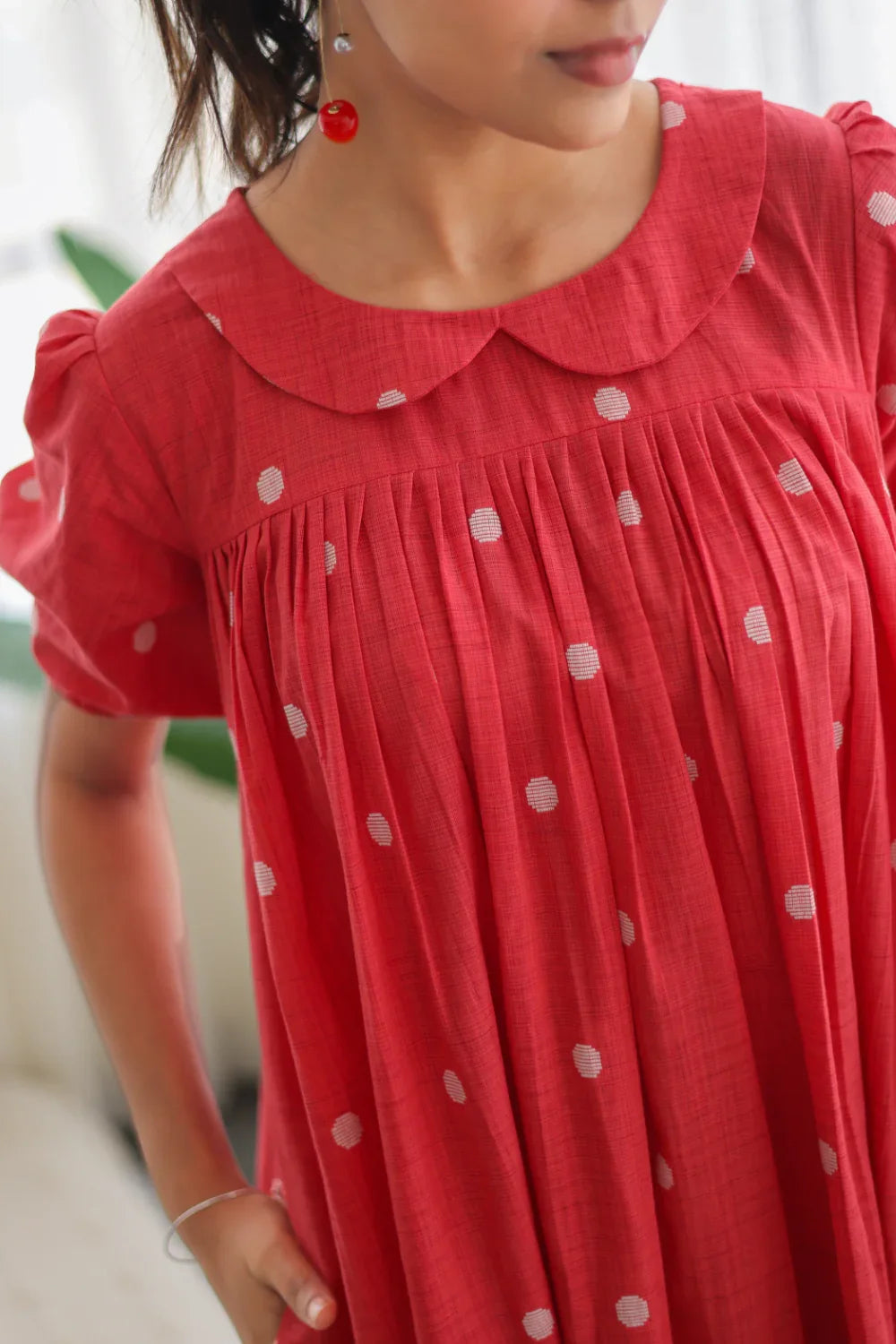Red Polka Dot Cotton Dress