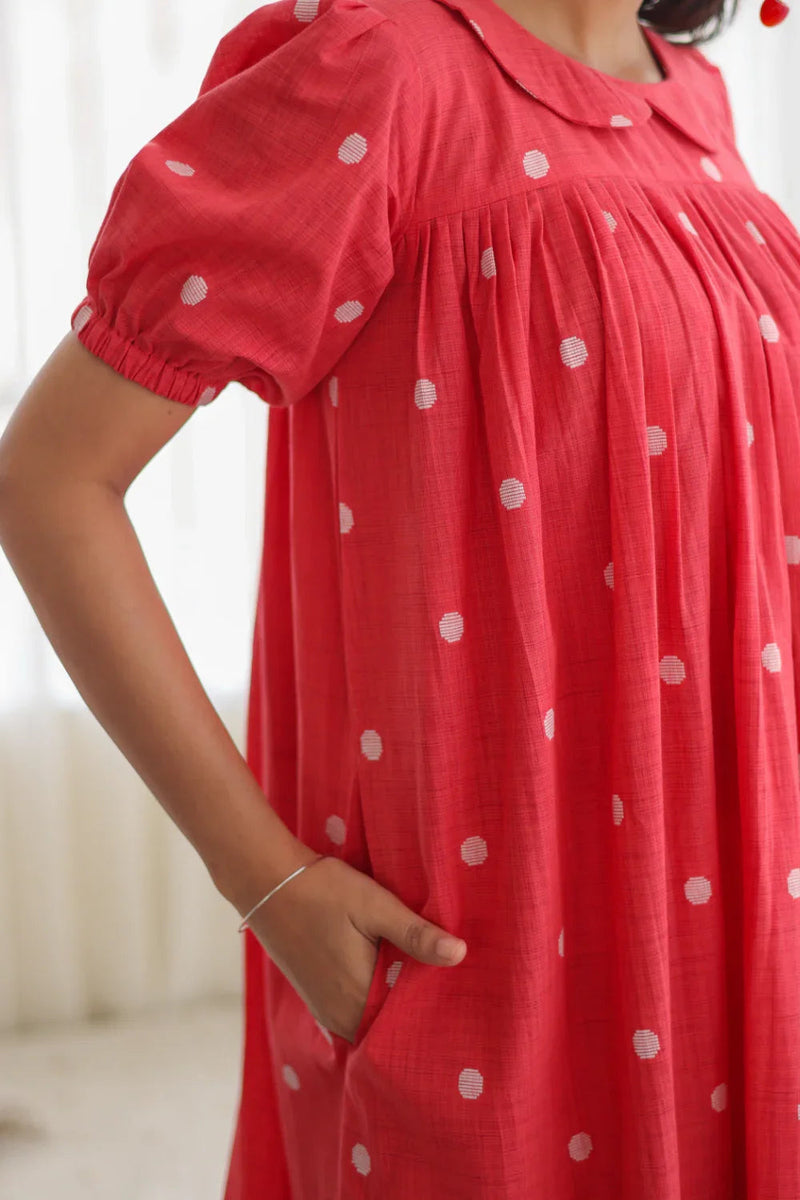 Red Polka Dot Cotton Dress