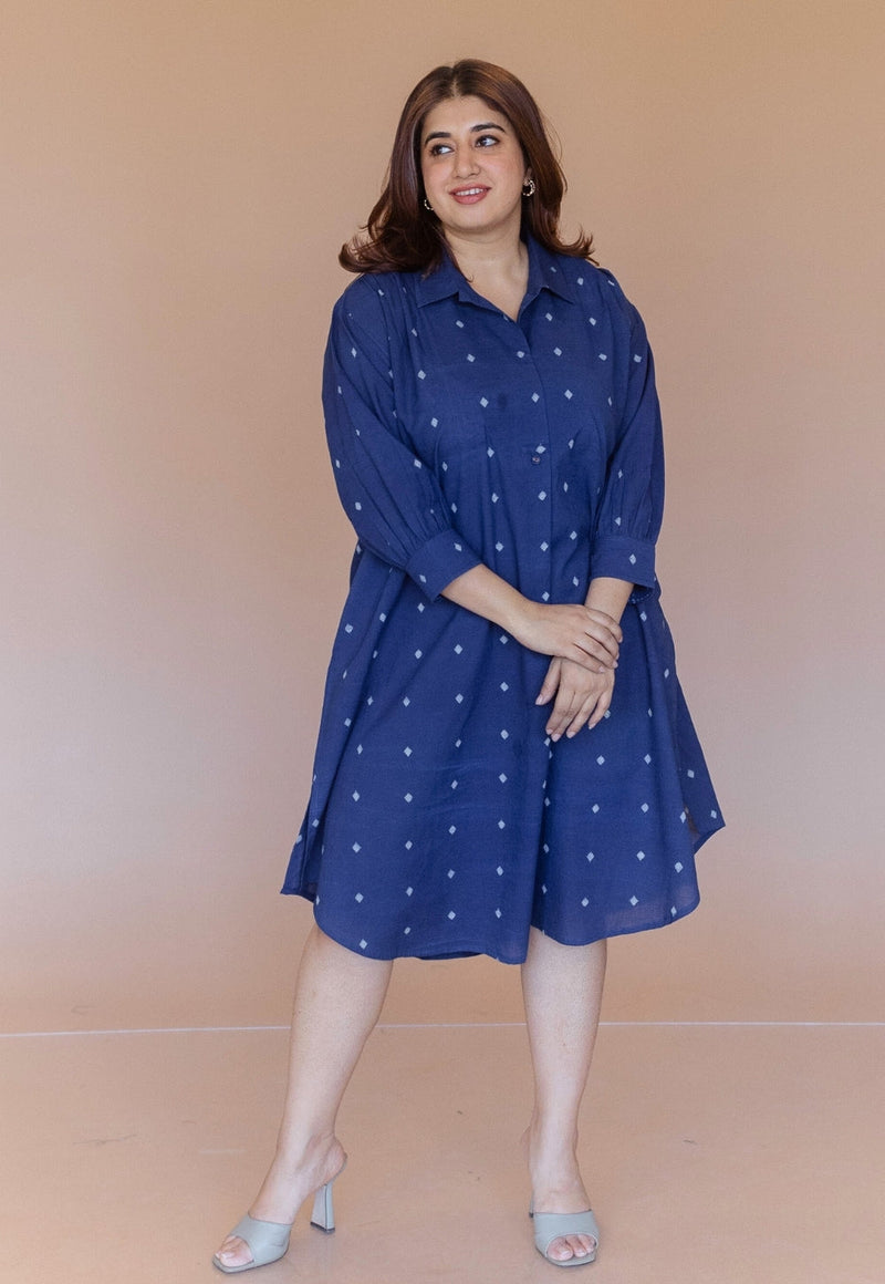 Ridah Blue Dabu Cotton Anti-Fit Dress