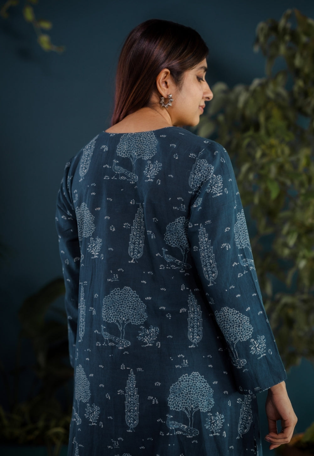 Zoohi Blue Ajrakh Cotton A Line Kurta
