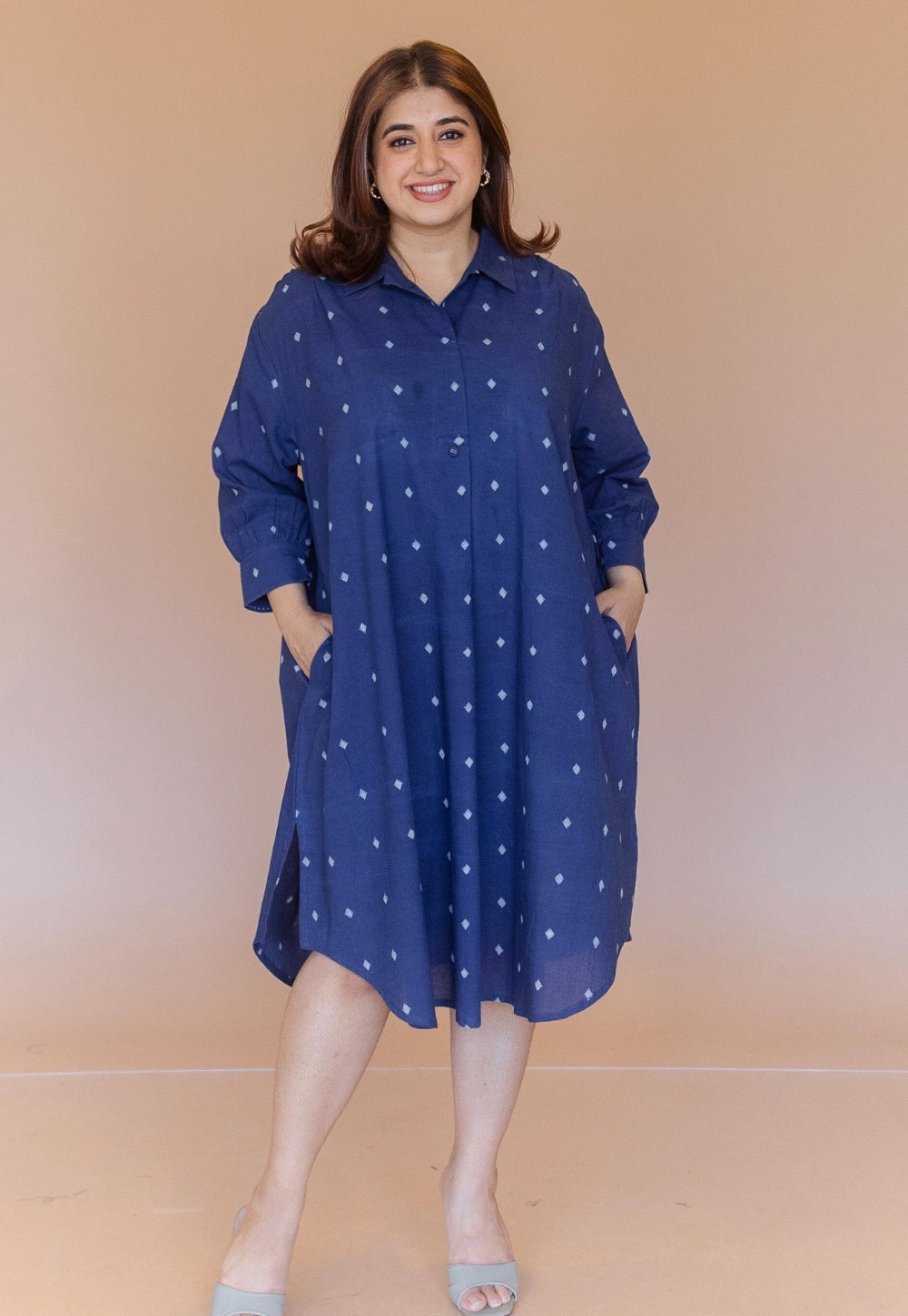 Ridah Blue Dabu Cotton Anti-Fit Dress