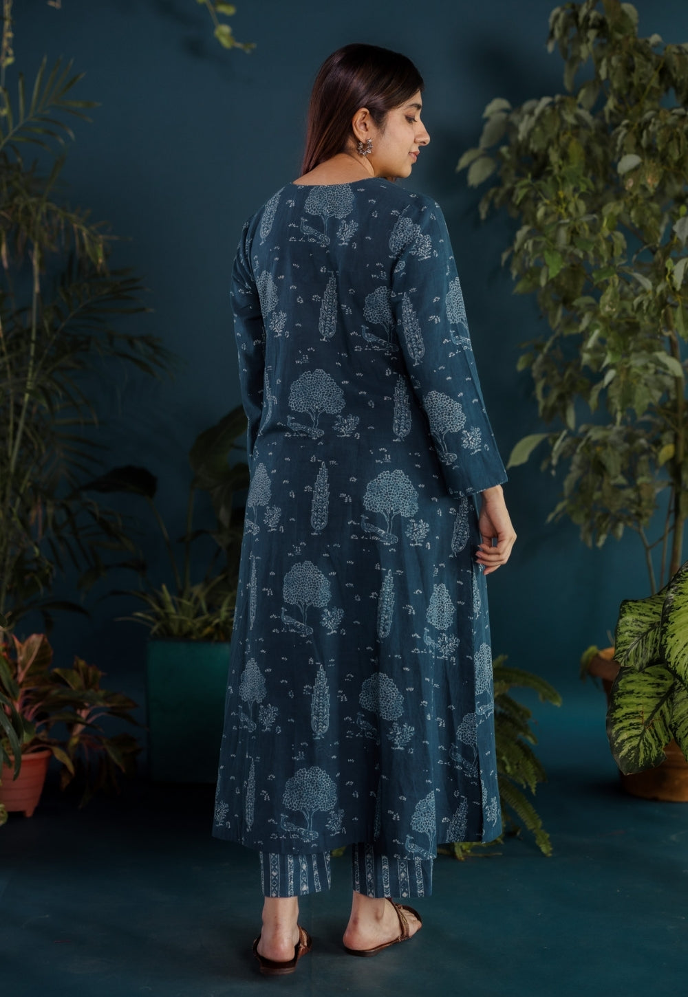 Zoohi Blue Ajrakh Cotton A Line Kurta