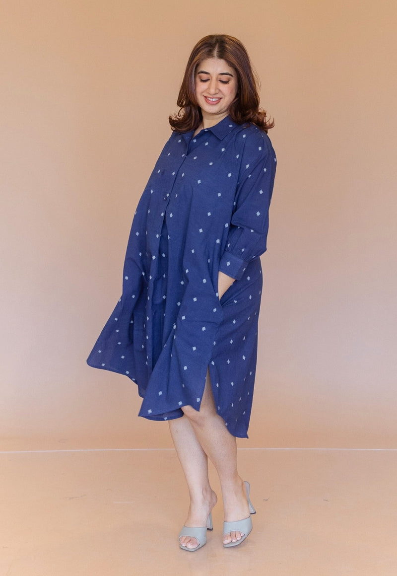 Ridah Blue Dabu Cotton Anti-Fit Dress