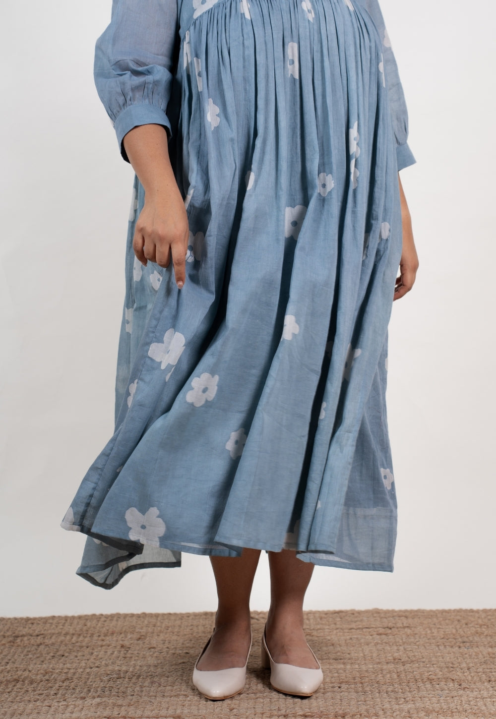 Aleena Blue Batik Mul A Line Dress