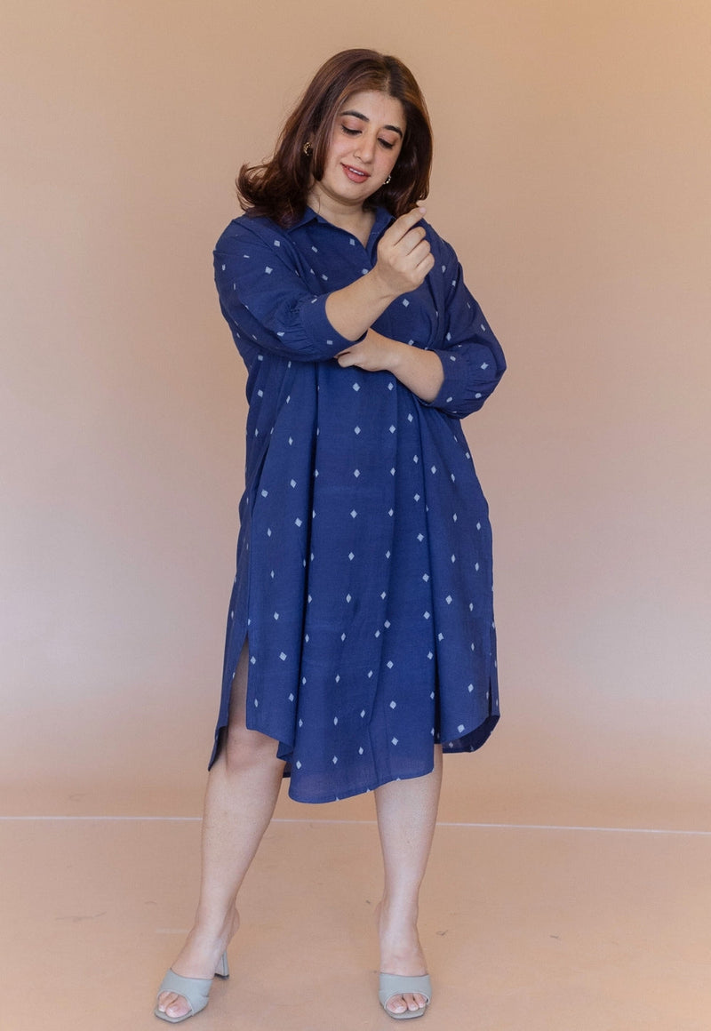 Ridah Blue Dabu Cotton Anti-Fit Dress