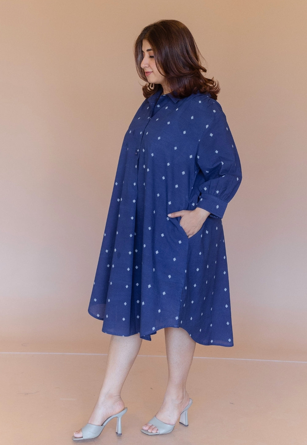 Ridah Blue Dabu Cotton Anti-Fit Dress