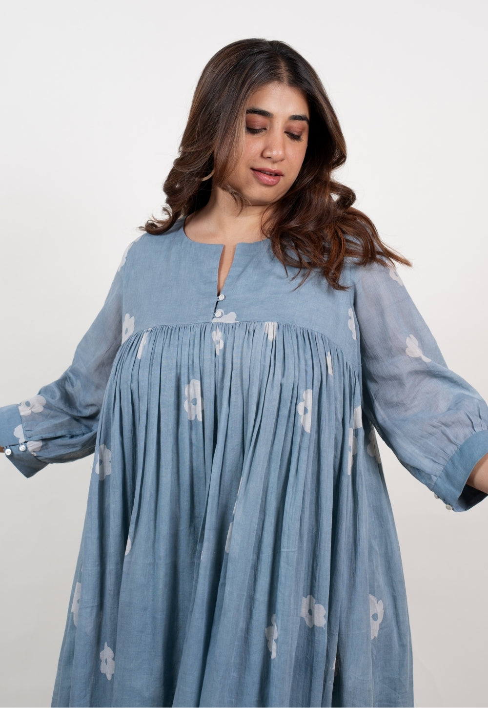 Aleena Blue Batik Mul A Line Dress