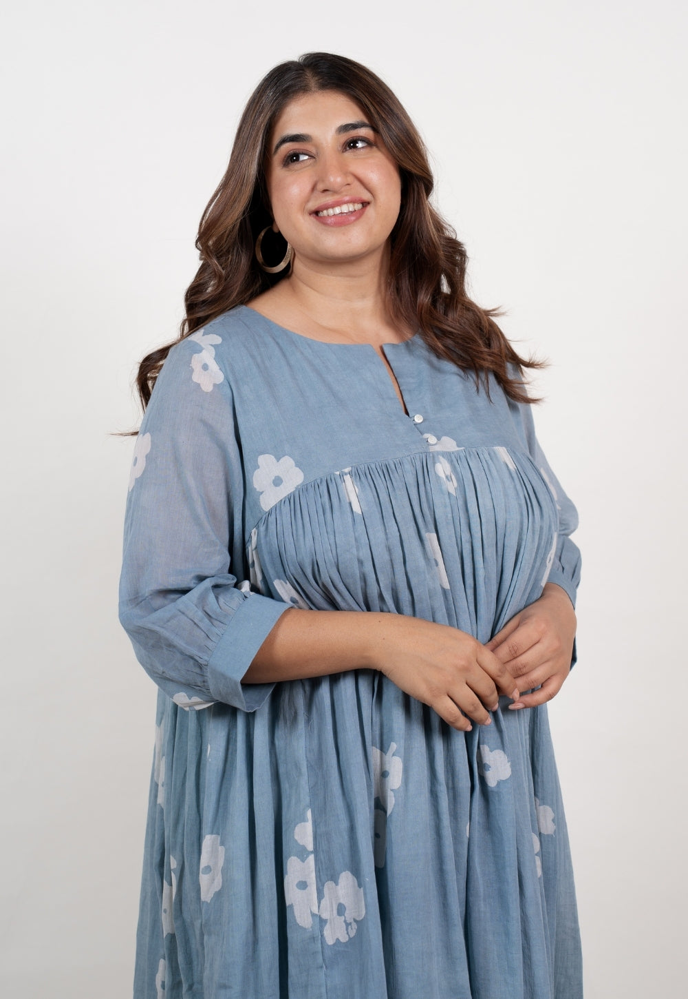 Aleena Blue Batik Mul A Line Dress