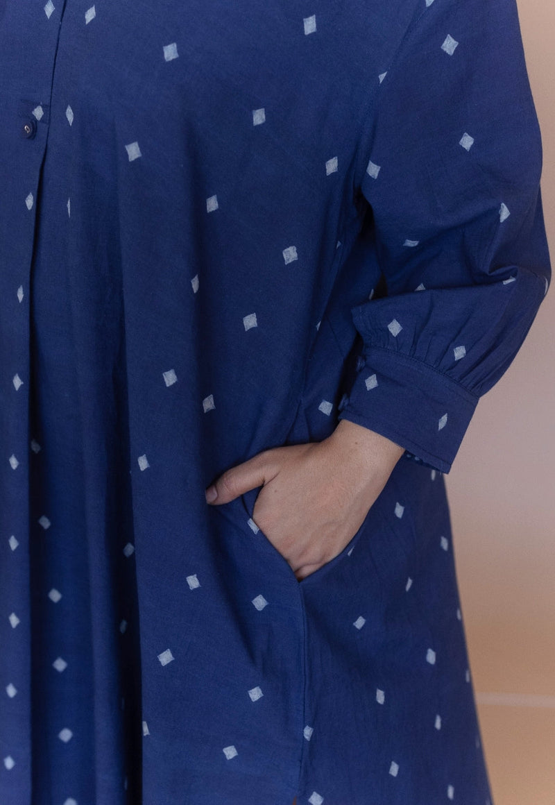 Ridah Blue Dabu Cotton Anti-Fit Dress