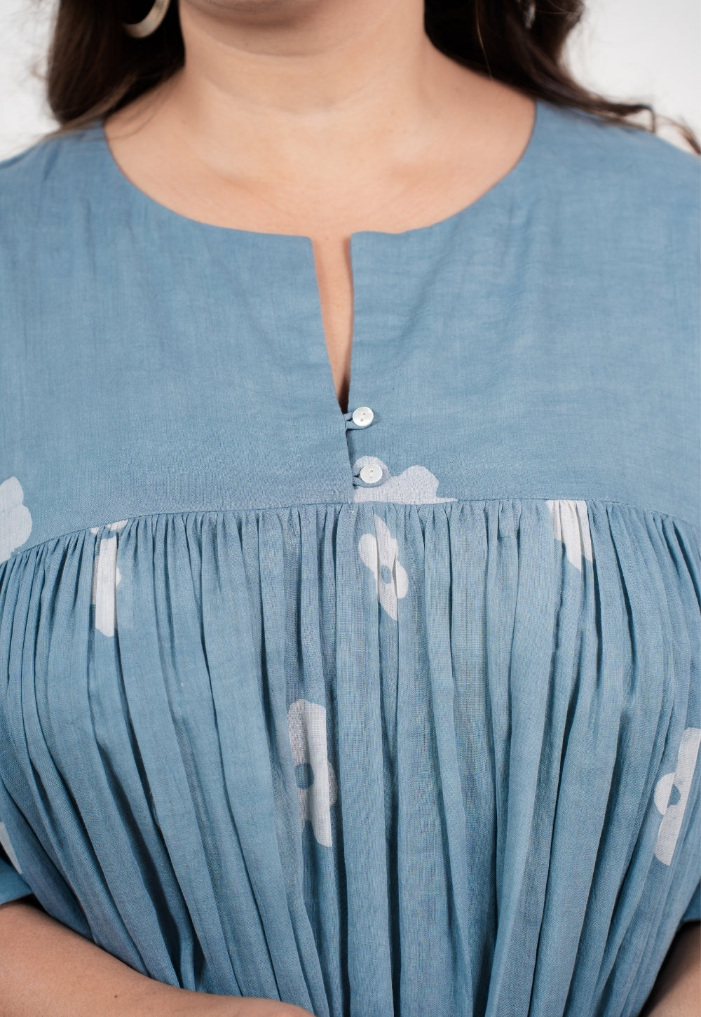 Aleena Blue Batik Mul A Line Dress