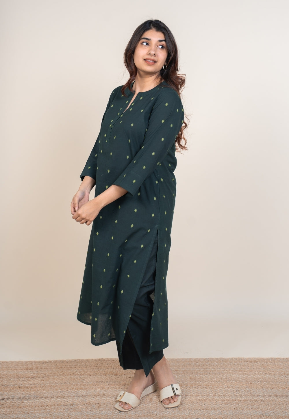 Tanya Green Dabu Cotton Straight Kurta