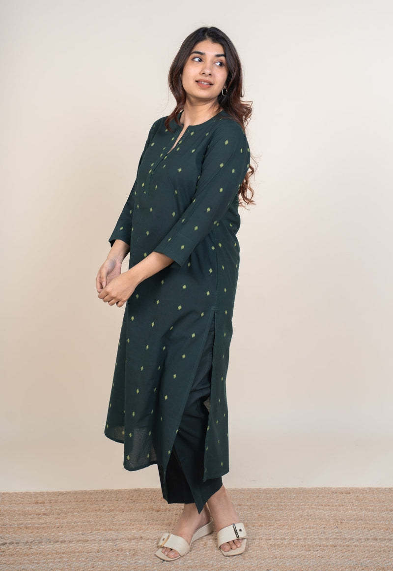 Tanya Green Dabu Cotton Straight Kurta