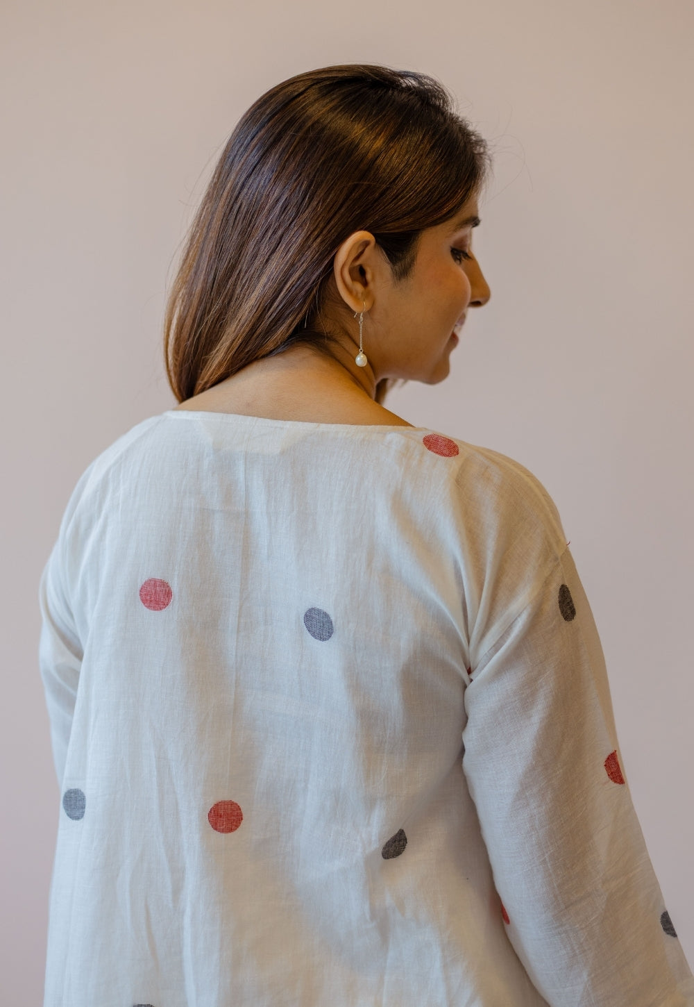 Jiya White Jamdani Handloom Cotton A Line Kurta